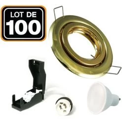 EUROPALAMP 100 Spots Encastrable Orientable DORÉE Avec GU10 LED De 7W Eqv. 56W Blanc Chaud 3000K - Blanc Chaud 3000K
