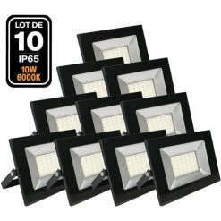 EUROPALAMP Lot De 10 Projecteurs Led 10W Ipad 6500k Haute Luminosité