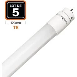 EUROPALAMP Lot De 5 Tubes Neon LED 18W 120cm T8 Blanc Neutre 4500k Gamme Pro - Blanc Neutre 4500K