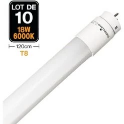 EUROPALAMP Lot De 10 Tubes Neon LED 18W 120cm T8 Blanc Froid 6000K Gamme Pro - Blanc Froid 6000K