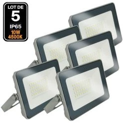EUROPALAMP Lot De 5 Projecteur LED 10W ProLine 4000K Haute Luminosité