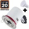 EUROPALAMP Lot 20 Spots BBC Orientable INOX IP20 + Ampoule GU10 5W Blanc Froid + Douille - Blanc Froid 6000K