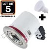 EUROPALAMP Lot 5 Spots BBC Orientable INOX IP20 + Ampoule GU10 7W Blanc Froid + Douille - Blanc Froid 6000K