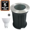 EUROPALAMP Lot 5 Spots Encastrable De Sol Rond Inox 304 Exterieur IP65 + Ampoules GU10 7W Blanc Froid 6000K