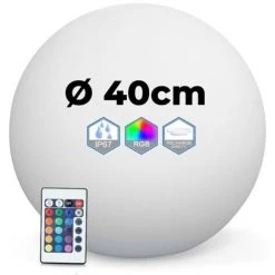 EUROPALAMP Boule LED Lumineuse Multicolore 40CM Sans Fil Fabriqué En Polyéthylène épais