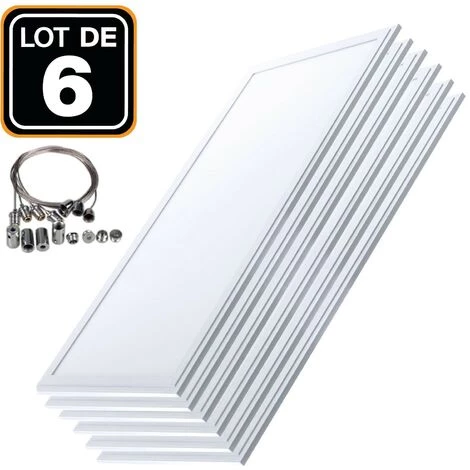 EUROPALAMP Lot 6 Dalles LED 40W 120x30 PMMA Blanc Froid 6000k + 6 Kits Câbles De Suspension 1 EUROPALAMP Lot 6 Dalles LED 40W 120x30 PMMA Blanc Froid 6000k + 6 Kits Câbles De Suspension
