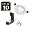 EUROPALAMP 10 Douilles Céramiques GU10 Classe 2 + 10 Colerettes Orientables Blanche