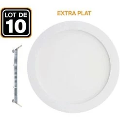 EUROPALAMP 10 Spot Encastrable LED 15W Rond Extra-Plat Blanc Neutre 4500K - Blanc Neutre 4500K
