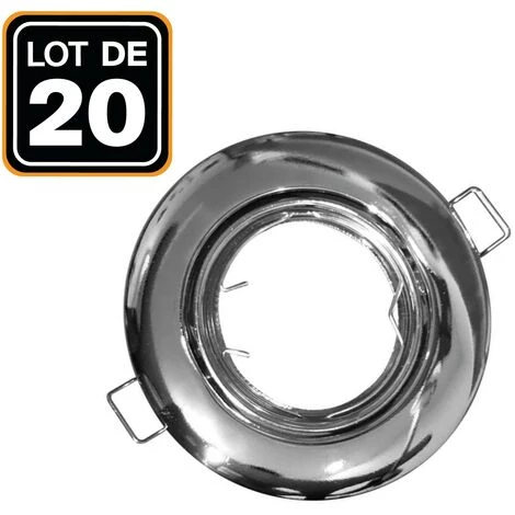 EUROPALAMP Lot De 20 Support Spot LED Orientable Rond Chrome 1 EUROPALAMP Lot De 20 Support Spot LED Orientable Rond Chrome