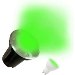 EUROPALAMP Spot Encastrable De Sol Rond Inox 304 Exterieur IP65 + Ampoule GU10 7W VERTE