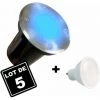 EUROPALAMP 5 Spots Encastrables De Sol Rond Inox 304 Exterieur IP65 + Ampoules GU10 7W BLEU