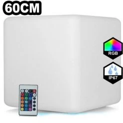 EUROPALAMP Cube LED Lumineux Multicolore 60CM Rechargeable Sans Fil
