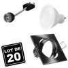 EUROPALAMP 20 Spots 5W Blanc Froid Carré Encastrable Orientable Alu Brossé Avec GU10 LED 6000k - Blanc Froid 6000k