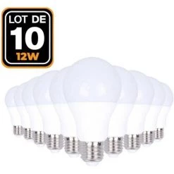 EUROPALAMP 10 Ampoules LED E27 12W Blanc Chaud 3000K Haute Luminosité - Blanc Chaud 3000K