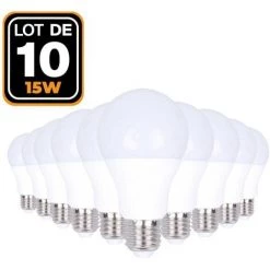 EUROPALAMP 10 Ampoules LED E27 15W Blanc Neutre 4500K Haute Luminosité - Blanc Neutre 4500K