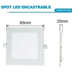 EUROPALAMP Spot Encastrable LED Carre Extra-Plat 3W - Blanc Chaud 3000K - Blanc Chaud 3000K -EUROPALAMP Soldes 2022 2260522 3