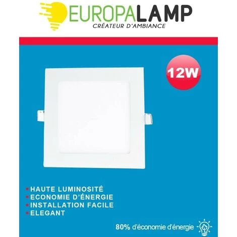 EUROPALAMP Spot Encastrable LED Carre Extra-Plat 12W - Blanc Chaud 3000K - Blanc Chaud 3000K 3 EUROPALAMP Spot Encastrable LED Carre Extra-Plat 12W - Blanc Chaud 3000K - Blanc Chaud 3000K – Image 3