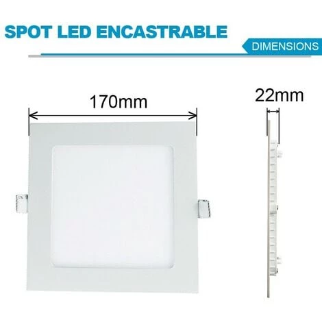 EUROPALAMP Spot Encastrable LED Carre Extra-Plat 12W - Blanc Chaud 3000K - Blanc Chaud 3000K 4 EUROPALAMP Spot Encastrable LED Carre Extra-Plat 12W - Blanc Chaud 3000K - Blanc Chaud 3000K – Image 4