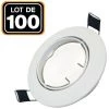 EUROPALAMP Lot De 100 Collerettes Supports Encastrables Orientables Spot LED Rond Blanc - Diametre 90mm - Trou De Perçage 65mm - Blanc