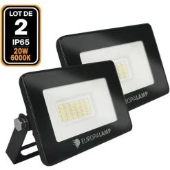 EUROPALAMP 2 Projecteurs LED 20W Ipad Blanc Froid 6500K Haute Luminosité