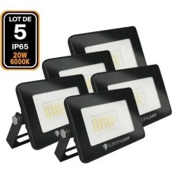 EUROPALAMP 5 Projecteurs LED 20W Ipad Blanc Froid 6500K Haute Luminosité - Blanc Froid 6000K