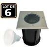 EUROPALAMP 6 Spots Encastrables De Sol Carré Inox 304 Exterieur IP65 + Ampoule GU10 5W Blanc Froid 6000K - Blanc Froid 6000K