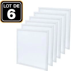 EUROPALAMP Dalle LED 600x600 40W Lot De 6 Pcs Blanc Neutre 4000k Haute Luminosité - Plusieurs Modèles Disponibles