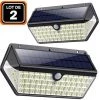 EUROPALAMP LOT DE 2 PROJECTEURS SOLAIRE DÉTECTEUR DE MOUVEMENT 266 PCS LED 2500 LUMENS - Blanc Froid 6000K