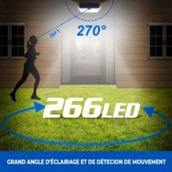 EUROPALAMP LOT DE 2 PROJECTEURS SOLAIRE DÉTECTEUR DE MOUVEMENT 266 PCS LED 2500 LUMENS - Blanc Froid 6000K -EUROPALAMP Soldes 2022 32340096 4