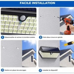 EUROPALAMP LOT DE 2 PROJECTEURS SOLAIRE DÉTECTEUR DE MOUVEMENT 266 PCS LED 2500 LUMENS - Blanc Froid 6000K -EUROPALAMP Soldes 2022 32340096 5