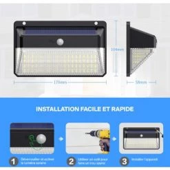 EUROPALAMP LOT DE 4 PROJECTEURS SOLAIRE DÉTECTEUR DE MOUVEMENT 228 PCS LED 2000 LUMENS - Blanc Froid 6000K -EUROPALAMP Soldes 2022 32340376 5