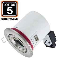EUROPALAMP Lot De 5 Supports Spot BBC Orientable INOX IP20 Avec Douille GU10