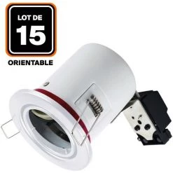 EUROPALAMP Lot De 15 Supports Spot BBC Orientable Blanc IP20 Avec Douille GU10