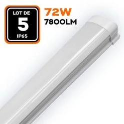 EUROPALAMP LOT DE 5 RÉGLETTES LED 72W 7800LM 120CM ÉTANCHE IP65 BLANC FROID