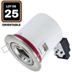 EUROPALAMP Lot De 25 Supports Spot BBC Orientable INOX IP20 Avec Douille GU10