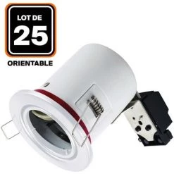EUROPALAMP Lot De 25 Supports Spot BBC Orientable Blanc IP20 Avec Douille GU10