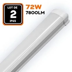 EUROPALAMP LOT DE 2 RÉGLETTES LED 72W 7800LM 120CM ÉTANCHE IP65 BLANC FROID