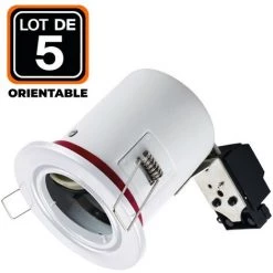EUROPALAMP Lot De 5 Supports Spot BBC Orientable Blanc IP20 Avec Douille GU10