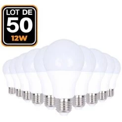 EUROPALAMP 50 Ampoules LED E27 12W Blanc Neutre 4500K Haute Luminosité - Blanc Neutre 4500K