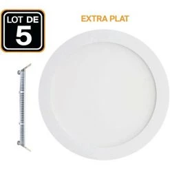 EUROPALAMP 5 Spot Encastrable LED 3W Rond Extra-Plat Blanc Neutre 4500K - Blanc Neutre 4500K