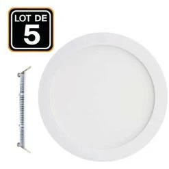 EUROPALAMP 5 Spots Encastrables LED 6W Rond Extra-Plat - Blanc Neutre 4500K - Blanc Neutre 4500K