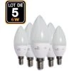 EUROPALAMP Lot De 5 Ampoules LED Flamme E14 6W 3000k Haute Luminosité - Blanc Chaud 3000K
