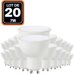 EUROPALAMP 20 Ampoules GU10 7W Eq. 40W Blanc Chaud 3000K Haute Luminosité