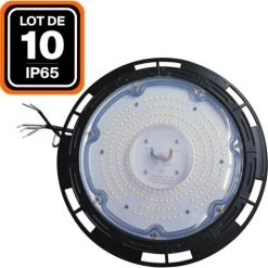EUROPALAMP Lot De 10 Gamelles Suspension Industrielle HIGH BAY UFO 200W IP65 Blanc Froid 6000K