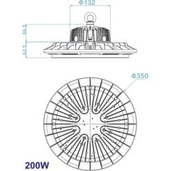 EUROPALAMP Lot De 10 Gamelles Suspension Industrielle HIGH BAY UFO 200W IP65 Blanc Froid 6000K -EUROPALAMP Soldes 2022 46402547 4