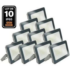 EUROPALAMP Lot De 10 Projecteurs LED 100W ProLine 6500K - Blanc Froid 6000K