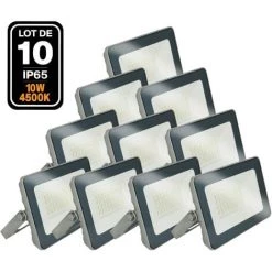 EUROPALAMP Lot De 10 Projecteurs LED 10W ProLine 4000K Haute Luminosité