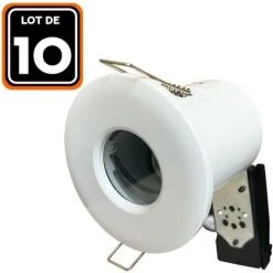 EUROPALAMP Lot De 10 Support Spot BBC BLANC IP65 Avec Douille GU10
