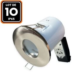 EUROPALAMP Lot De 10 Support Spot BBC Alu Brossé IP65 Avec Douille GU10