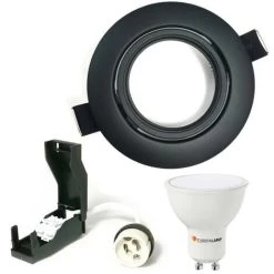 EUROPALAMP Kit Complet Spot Encastrable Orientable Noir Matt Avec GU10 LED De 7W Eqv. 56W Blanc Neutre 4500K